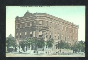 AURORA NEBRASKA OPERA HOUSE BLOCK THEATRE VINTAGE POSTCARD NORTH DOVER OHIO