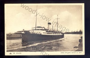 f2243 - Calais Steam Ferry - Cote d'Argent entering the Port - postcard