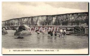 Old Postcard Veules Les Roses Rochers Maree Basse Children