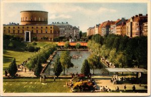 City Library Childrens Wading Pond Stockholm Sweden WB Postcard VTG UNP Unused 