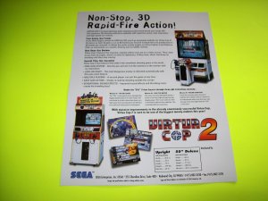 Sega VIRTUA COP 2 Original 1995 NOS Video Arcade Game Flyer Shootout Action   