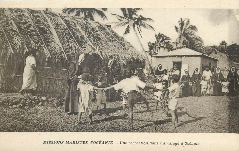 A recreation in a village in Oceania Missions Maristes d`Oceanie ethnic life