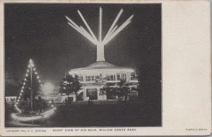 Postcard Night View Air Ship Willow Grove Park PA