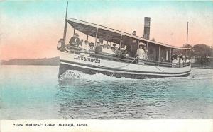 c1909 Postcard; Steamer Des Moines Lake Okoboji IA Dickinson County Unposted