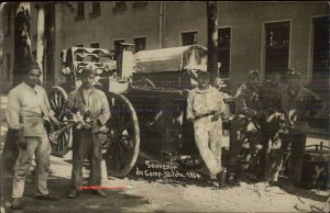 Bitche Moselle France 1924 Military Camp Men & Wagon Real Photo Postcard