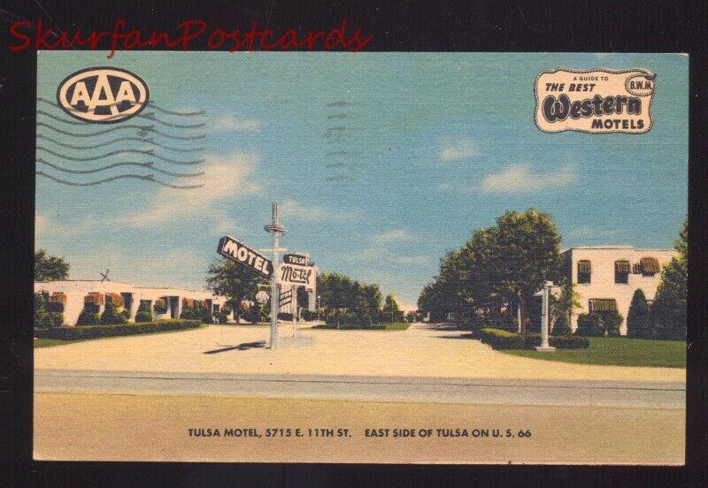 TULSA OKLAHOMA ROUTE 66 MOTEL VINTAGE LINEN ADVERTISING POSTCARD