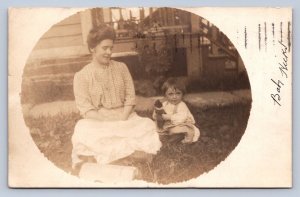 J98/ Teddy Bear Interesting RPPC Postcard c1910 Child Mother 225