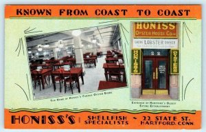 HARTFORD, Connecticut CT ~ Roadside HONISS'S OYSTER HOUSE c1930s Postcard