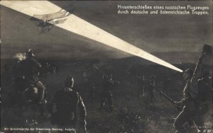 Russian Airplane WWI Shot Down by Germans c1910s Real Photo Postcard of Art