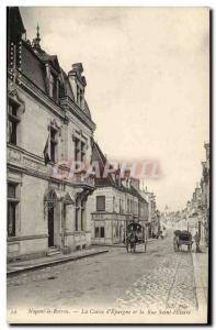 Old Postcard Bank Nogent the Rotrou Caisse d & # 39Epargne and Rue Saint Hilaire