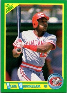 1990 Score Baseball Card Hern Winningham Cincinnati Reds sk2752