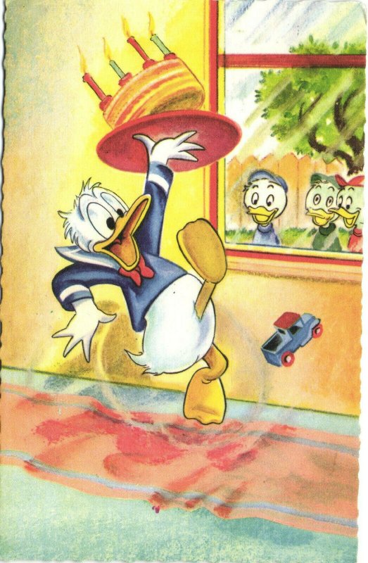 PC DISNEY, DONALD DUCK, HUEY, DEWEY AND LOUIE DUCK, Vintage Postcard (b27786)