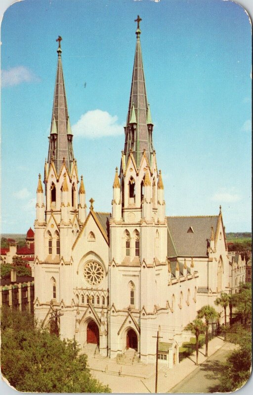 Cathedral St John Baptist Savannah GA Georgia Postcard PM Brunswich GA Cancel  