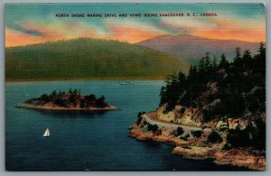 Postcard Vancouver BC c1930s North Shore Marine Drive And Howe Sound