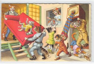 Cats Moving Furniture Mainzer Belgium #4958 Vintage Fantasy Anthropomorphic