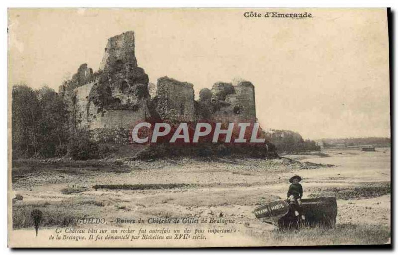 Old Postcard From The Ruins Guildo Chateau De Gilles De Bretagne Children
