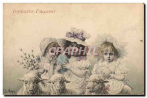 Old Postcard Fantasy Illustrator Child Easter Sheep