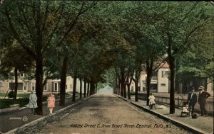 Central Falls Rhode Island RI Ashley Street Passersby c1910 Vintage Postcard