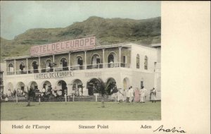 Aden Turkey Hotel de l'Europe Steamer Point c1910 Vintage Postcard