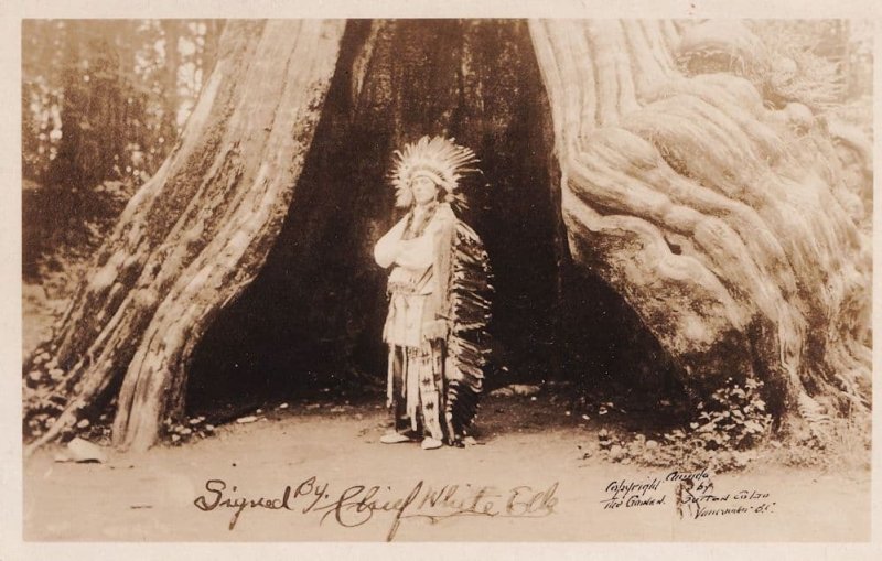 Signed by Chief White Red Indian Old Rare Real Photo Postcard
