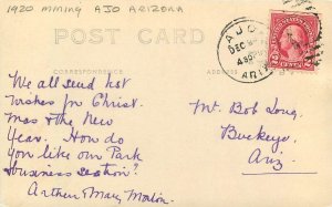 Postcard RPPC 1920s Arizona Ajo Mining occupational Birdseye AZ24-2964