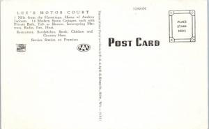 NASHVILLE, TN Tennessee   LEE'S MOTOR COURT  c1940s  Roadside  Postcard