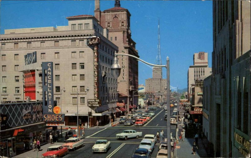 Phoenix Arizona AZ Classic 1950s Cars Street Scene Vintage Postcard