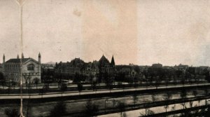 Two Panel  University of Chicago  Illinois  Bird's-eye View  Postcard  1907