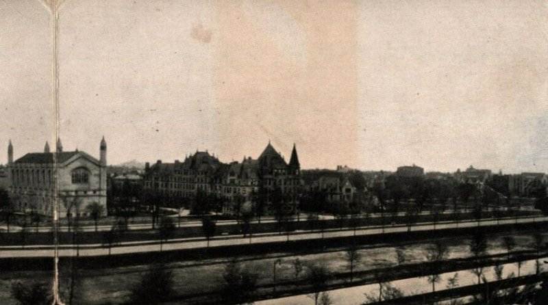 Two Panel  University of Chicago  Illinois  Bird's-eye View  Postcard  1907