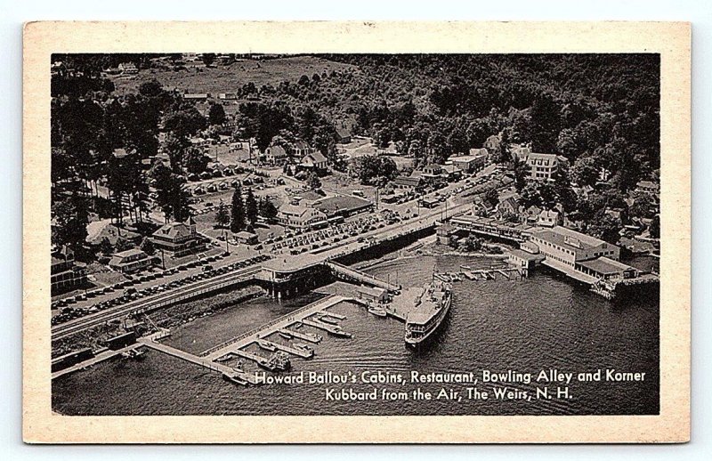 THE WEIRS, NH New Hampshire ~ HOWARD BALLOU'S CABINS c1940s Roadside Postcard