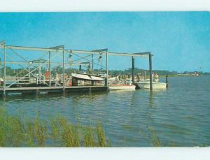 Unused Pre-1980 MOTOR BOATS & GAS STATION PUMP AT MARINA Brunswick GA r1229