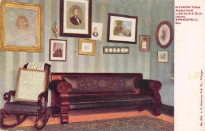 Abraham Lincoln President Old Home Interior Springfield Illinois 1909 postcard