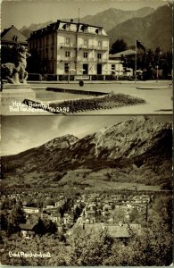 RPPC Hotel Bahnhof and Bad Reichenhall Germany Real Photo Postcard