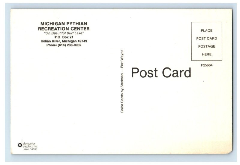 Vintage Michigan Pythian Recreation Center. Postcard P109E