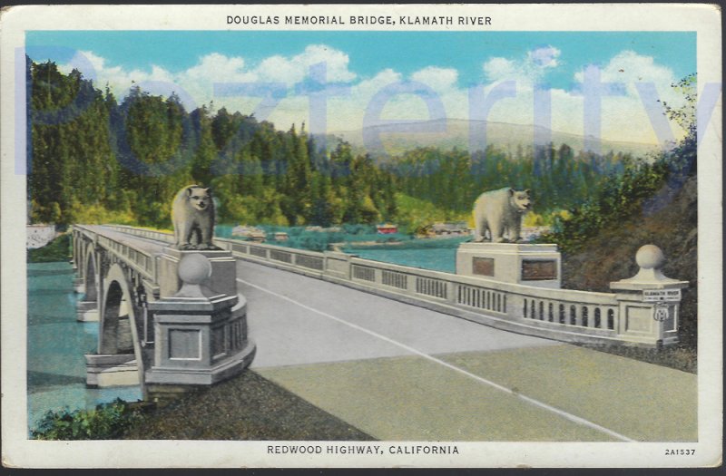 DOUGLAS MEMORIAL BRIDGE KLAMATH RIVER 1933 CALIFORNIA