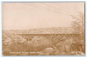 c1920's Aurora Avenue Bridge Birds Eye View Seattle WA RPPC Photo Postcard 