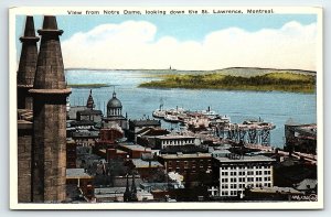 c1910 MONTREAL ST LAWRENCE RIVER VIEW FROM NOTRE DAME STEAMERS VALENTINE P1768