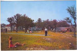 Hyannis MA Cape Cod Breakwaters Motel Cottages Shuffleboard Postcard