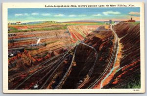 Mining~Aerial Buffalo Susquehanna Mine Open Pit Mine Hibbing MN~Vintage Postcard