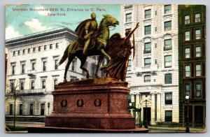 Civil War General Sherman Monument  New York City    Postcard  1909