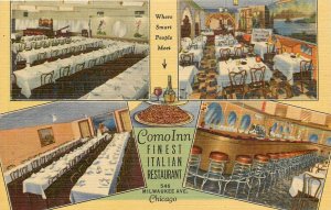 Postcard 1940s Illinois Chicago Como Inn Italian Restaurant Teich linen Il24-637