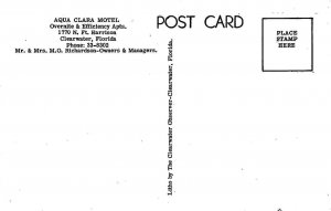 CLEARWATER, Florida FL   AQUA CLARA MOTEL~MO Richardson  Roadside   Postcard