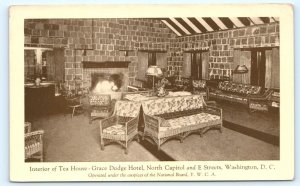 WASHINGTON DC ~ Tea House Interior GRACE DODGE HOTEL Capitol & E Street Postcard