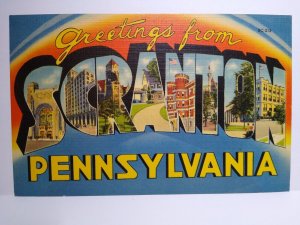 Scranton Letter Postcard Greetings From Pennsylvania Large Big City Linen Ramsay