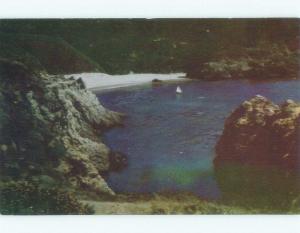 Pre-1980 SAILBOAT IN DISTANCE Point Lobos Park - Carmel & Monterey CA c7669-12