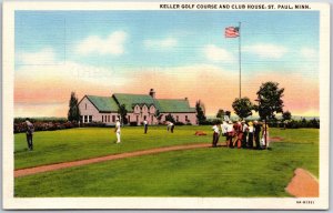 St. Paul MN-Minnesota, Keller Golf Course & Club House Green Old Postcard