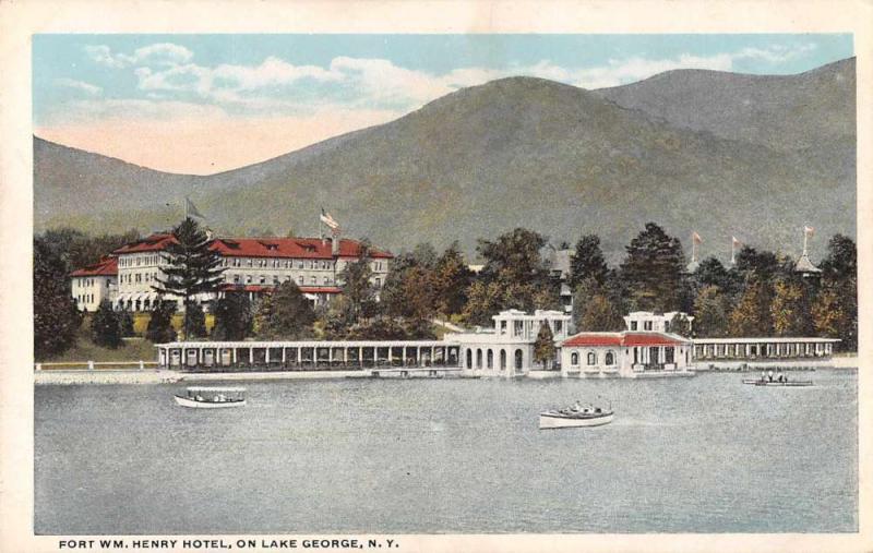 Lake George New York Fort Wm Henry Hotel Scenic View Antique Postcard J46064