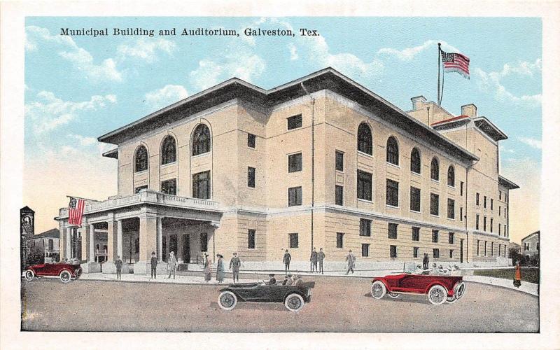 B23/ Galveston Texas Tx Postcard c1910 Municipal Building and Auditorium