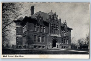 1910 Ada Ohio OH Vintage Postcard High School Field Exterior Building Unposted