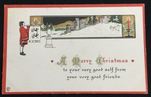 Used Postcard Merry Christmas WX16 Christmas Seal on card PM 12/24/1915 LB